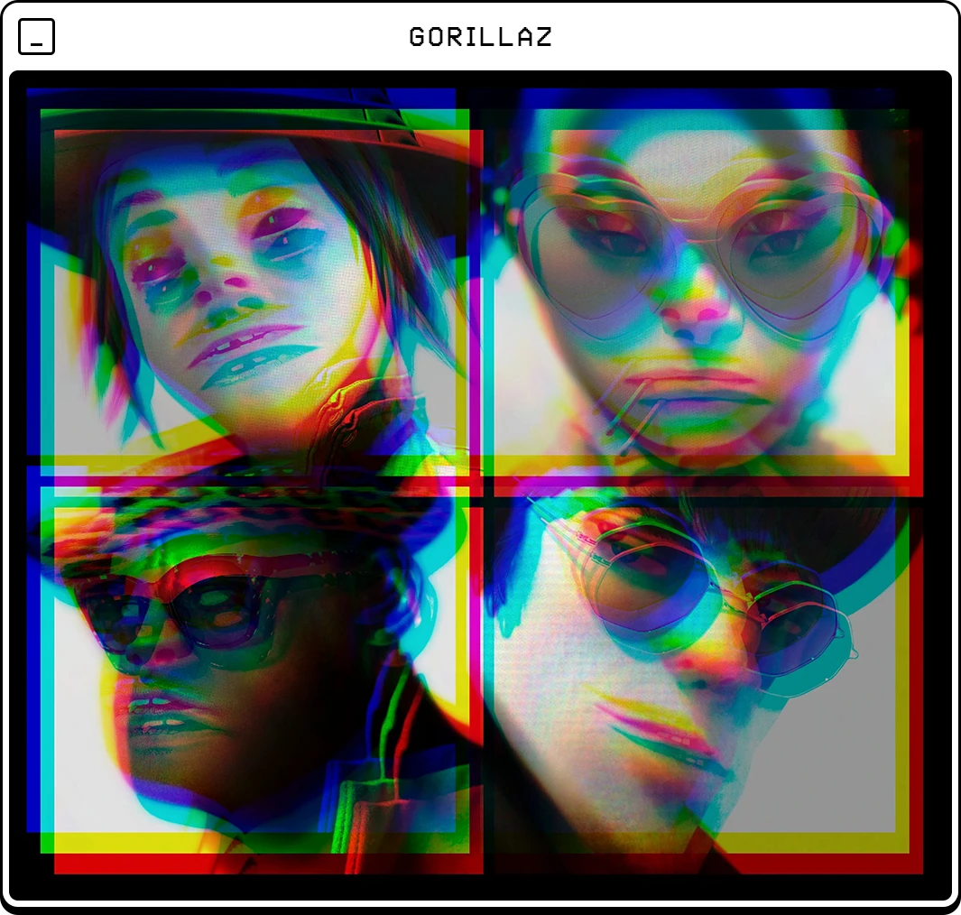 Gorillaz portrait with glitch effect