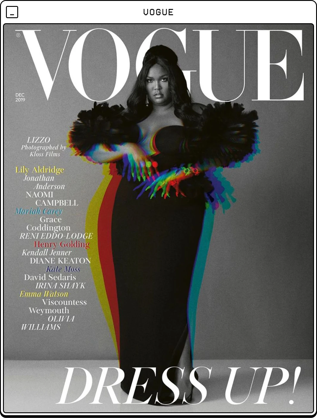 Vogue cover featuring Lizzo with glitch effect